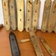 Set of 13 antique beaded brass cleanliness plates + handle – 19th century
