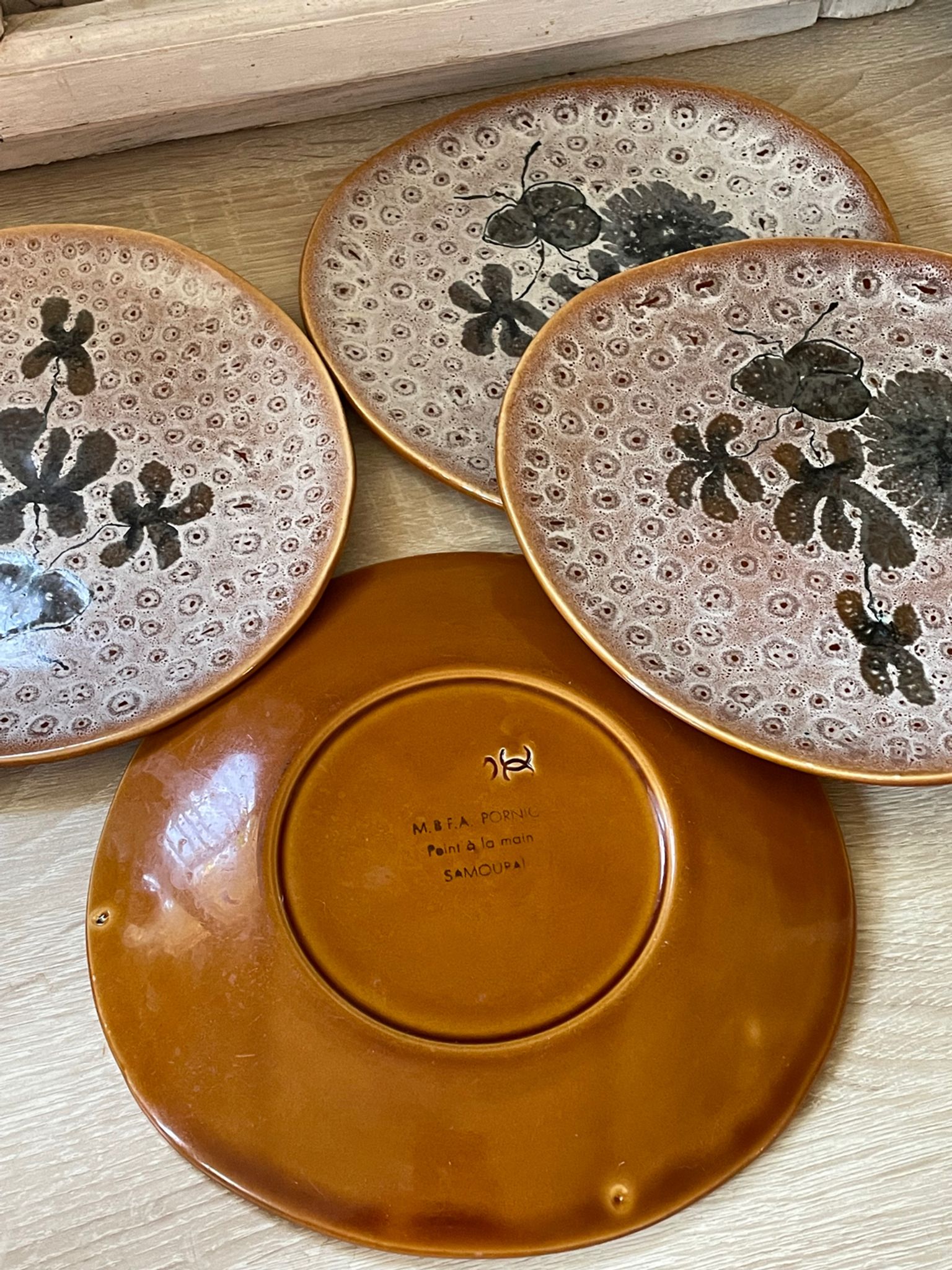 Set of 5 MBFA Pornic 70's dessert plates