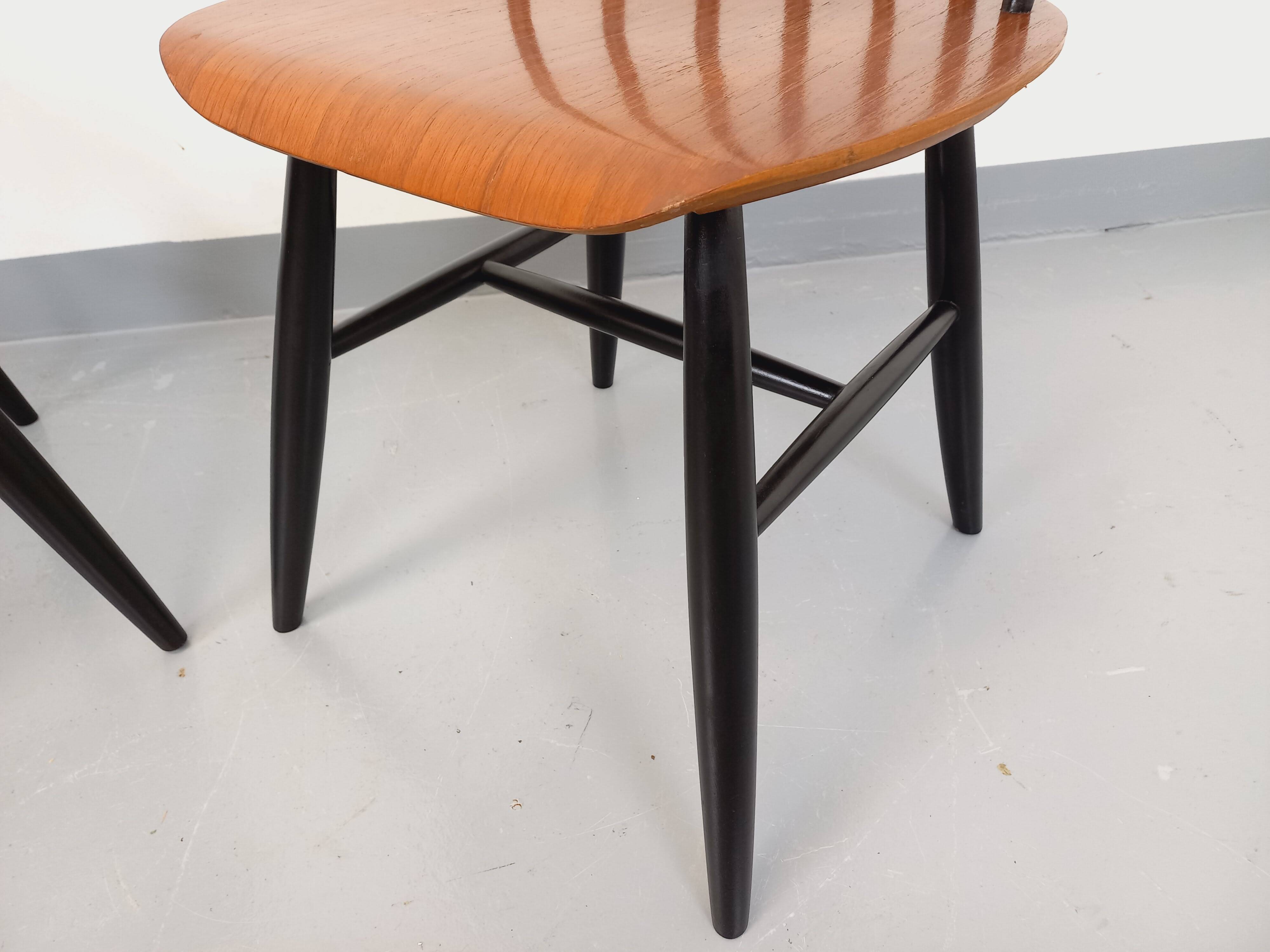 Pair of vintage Scandinavian chairs Fanett by Ilmari Tapiovaara in teak.