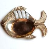 Empty pocket brass fish and mother-of-pearl