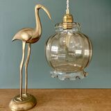 XL vintage globe pendant light in amber glass