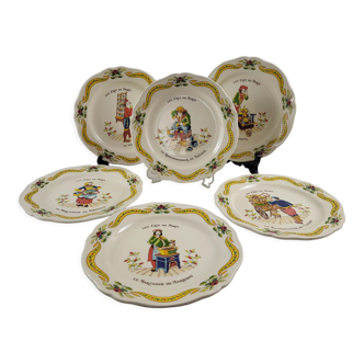 6 earthenware plates from Gien - Les cris de Paris