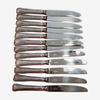 Set of 12 small knives in silver metal and stainless steel from the Ravinet d'Enfer Paris brand