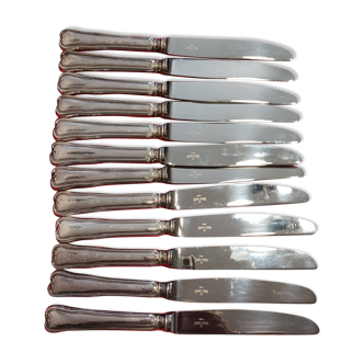 Set of 12 small knives in silver metal and stainless steel from the Ravinet d'Enfer Paris brand