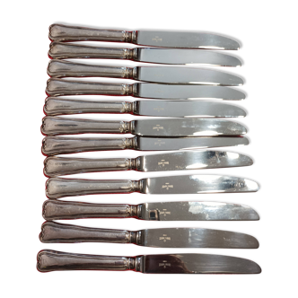 Lot de 12 petits couteaux en métal argenté et inox de la marque Ravinet d'Enfer Paris