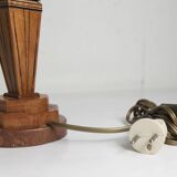 Lampe à poser 1930 art déco bois marbre de Verone