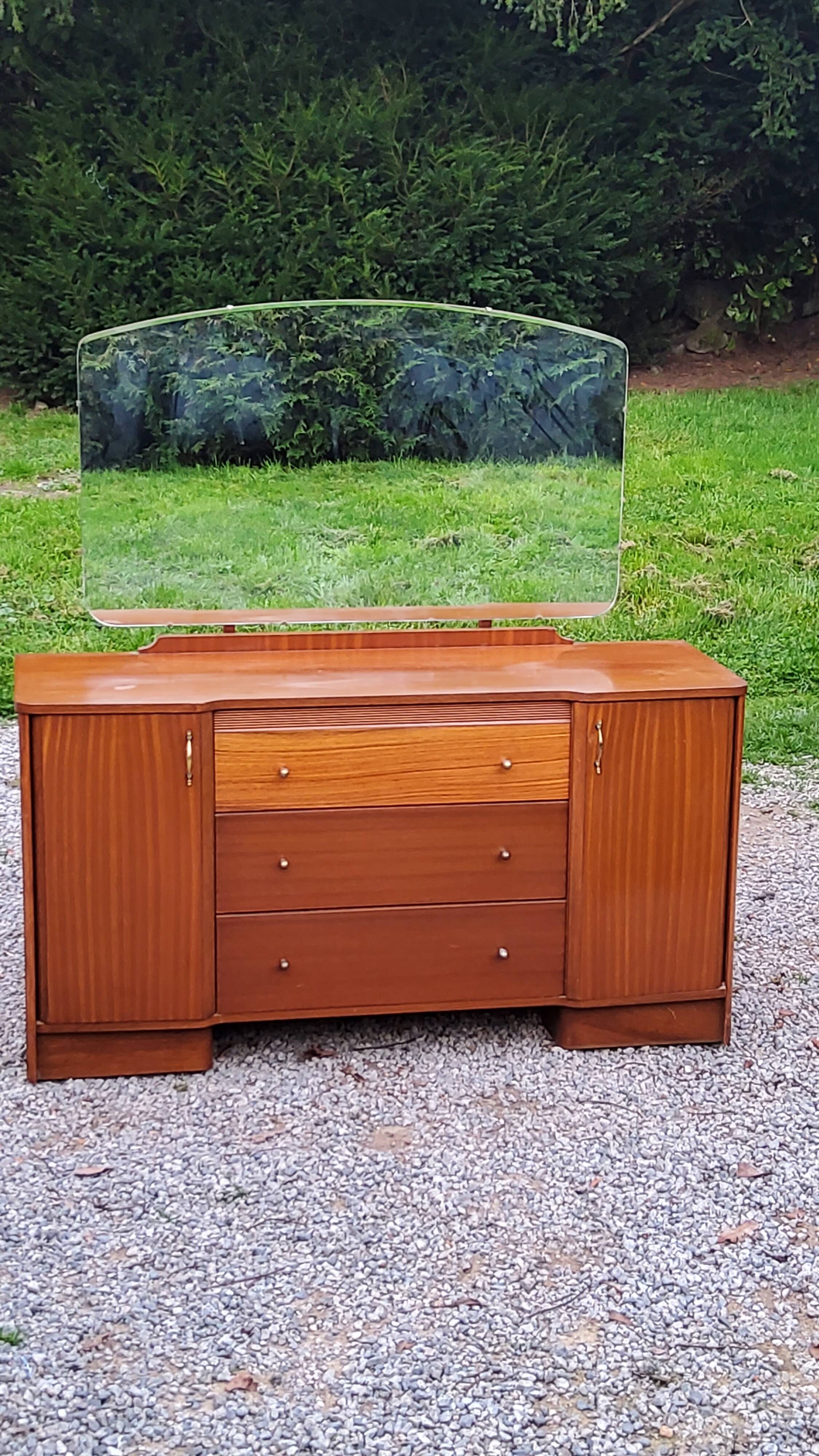 Vintage 1960s mahogany dressing table chest of drawers