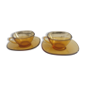 2 Vereco amber glass cups