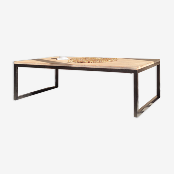 Metal wood coffee table