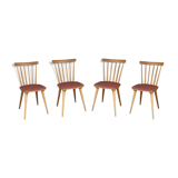 Set of 4 chairs bistro vintage Scandinavian brasserie colorful cake - 1950 1960