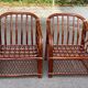 Fauteuil rotin et osier adulte bordeaux avec coussin 1970