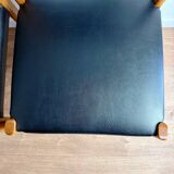 Set of 4 wooden and black leatherette chairs