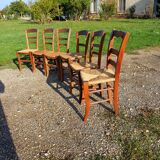 6 old straw chairs