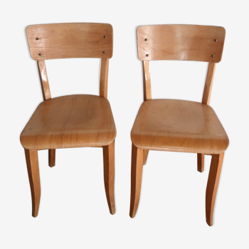 Set of 2 wooden bistro chairs
