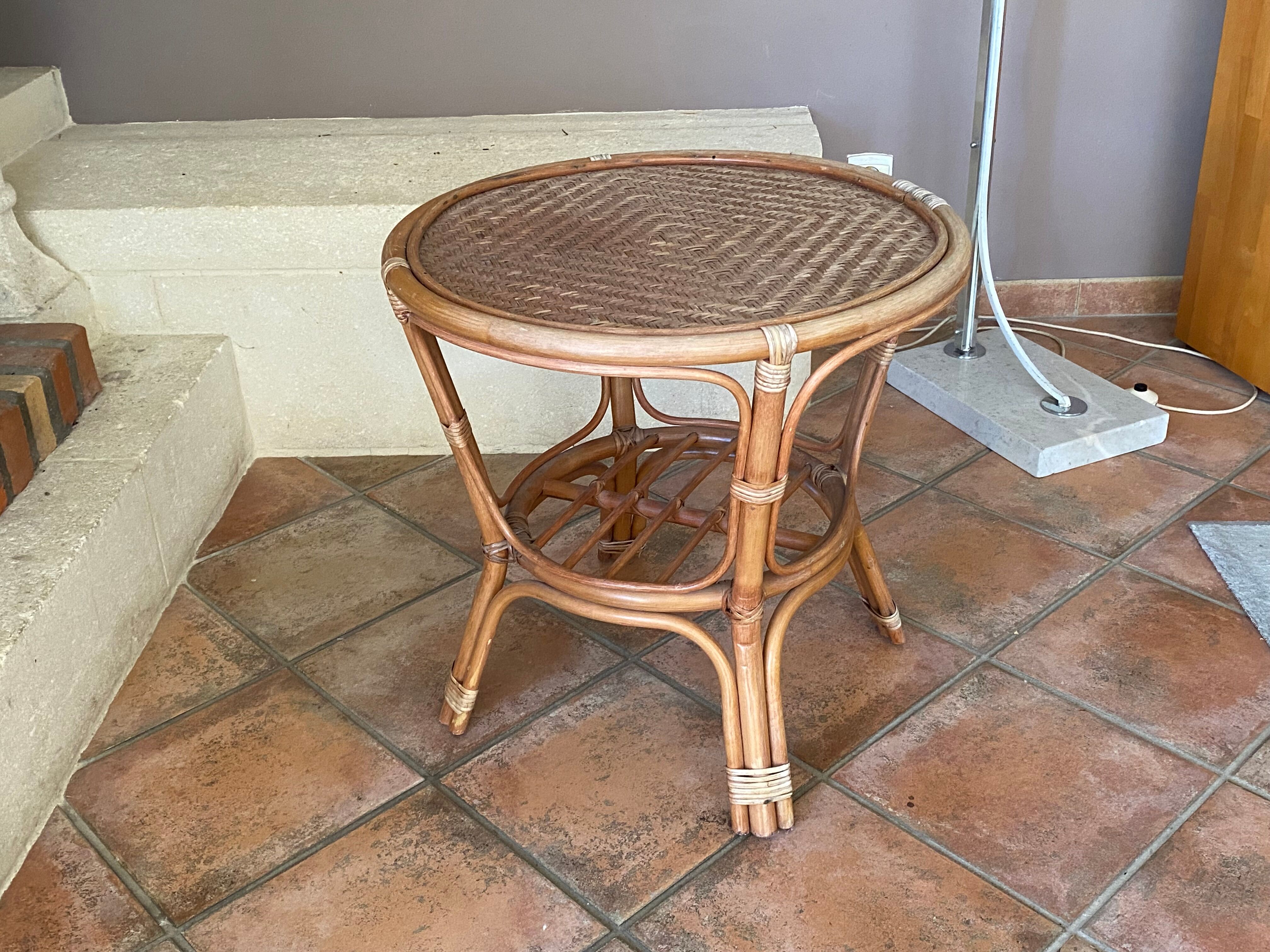 Arched rattan table and caning 1970