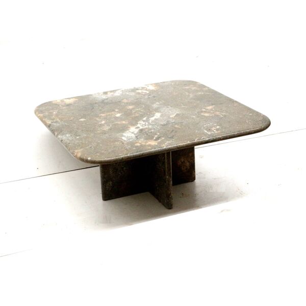 Table basse carrée vintage en pierre naturelle des années 80