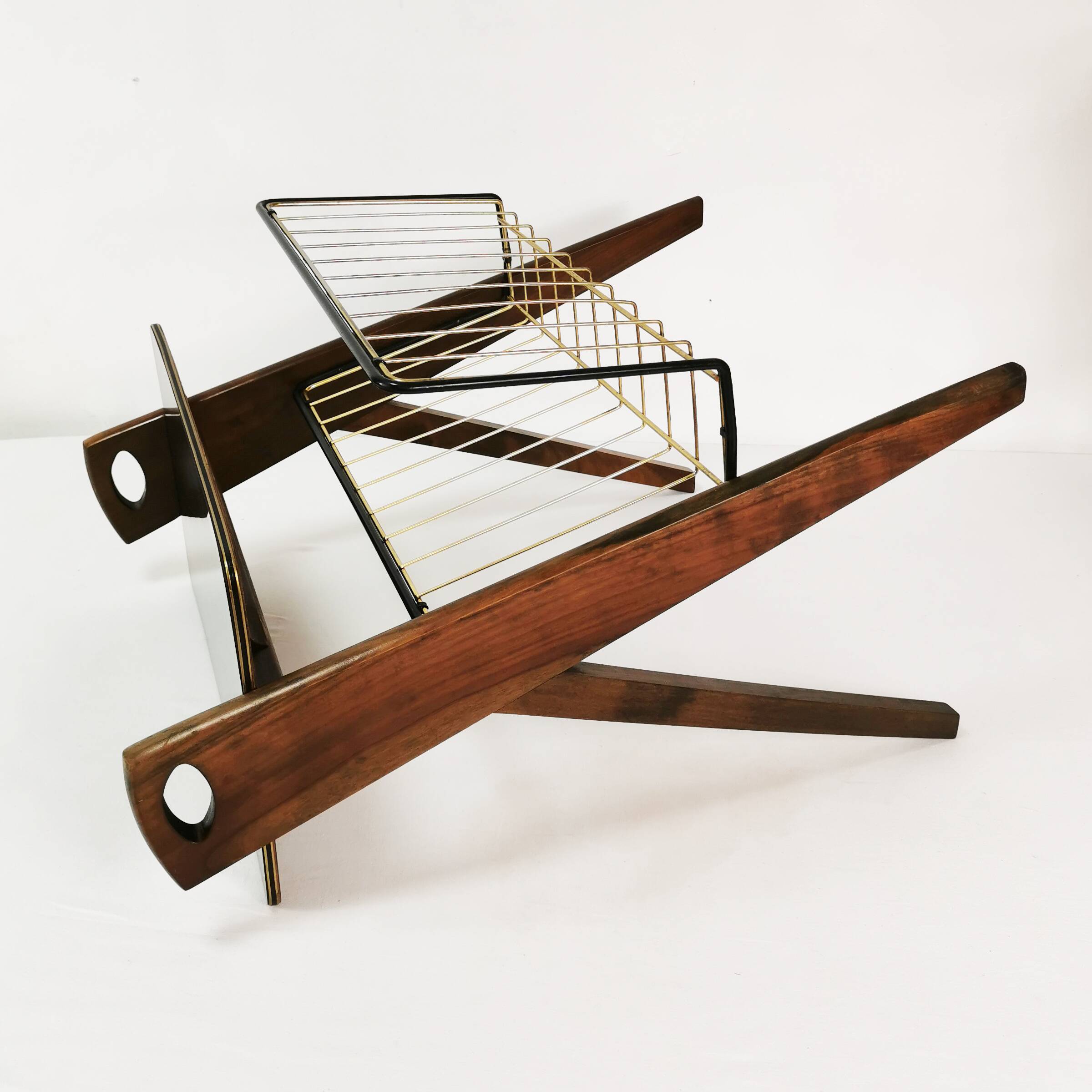 Modernist side table with newspaper rack, Ilse Mobel, Germany, 1960s.