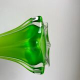 Vase soliflore en opaline et verre vert pomme style murano années 60-70