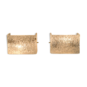 Vintage 1950 rectangular glass wall light