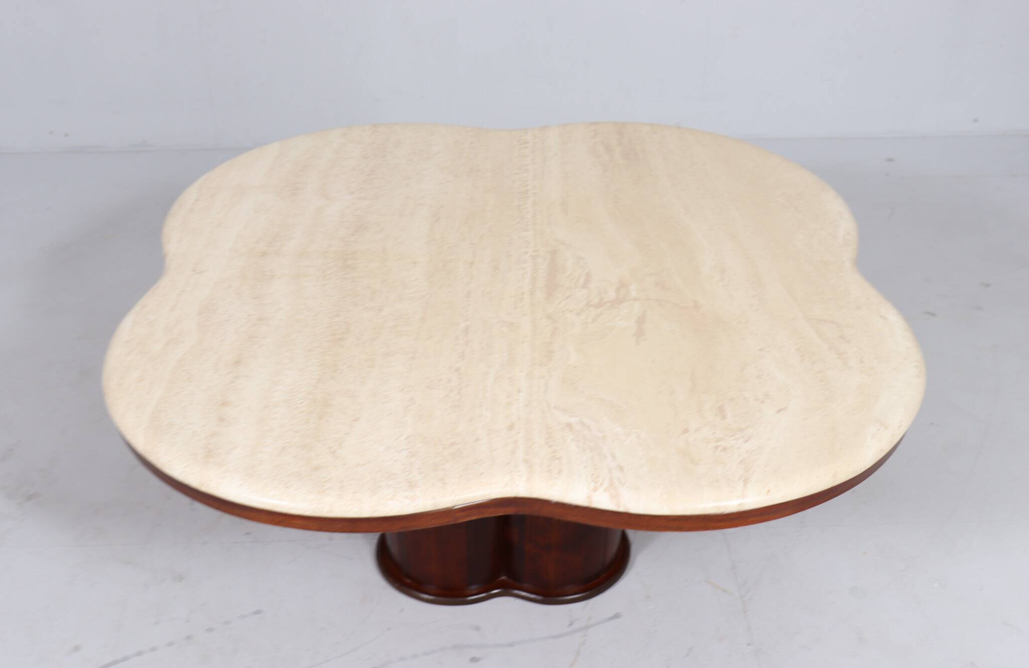 Coffee table with cloverleaf-shaped travertine top, Italy, 1970s