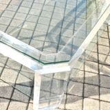 Modernist coffee table in glass and plexiglass altuglas design David Lange 1980