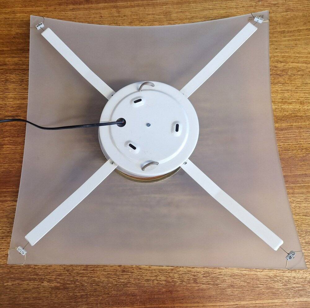 Vibea Quadra Ceiling Lamp in Ice Glass and Brass, 1970s
