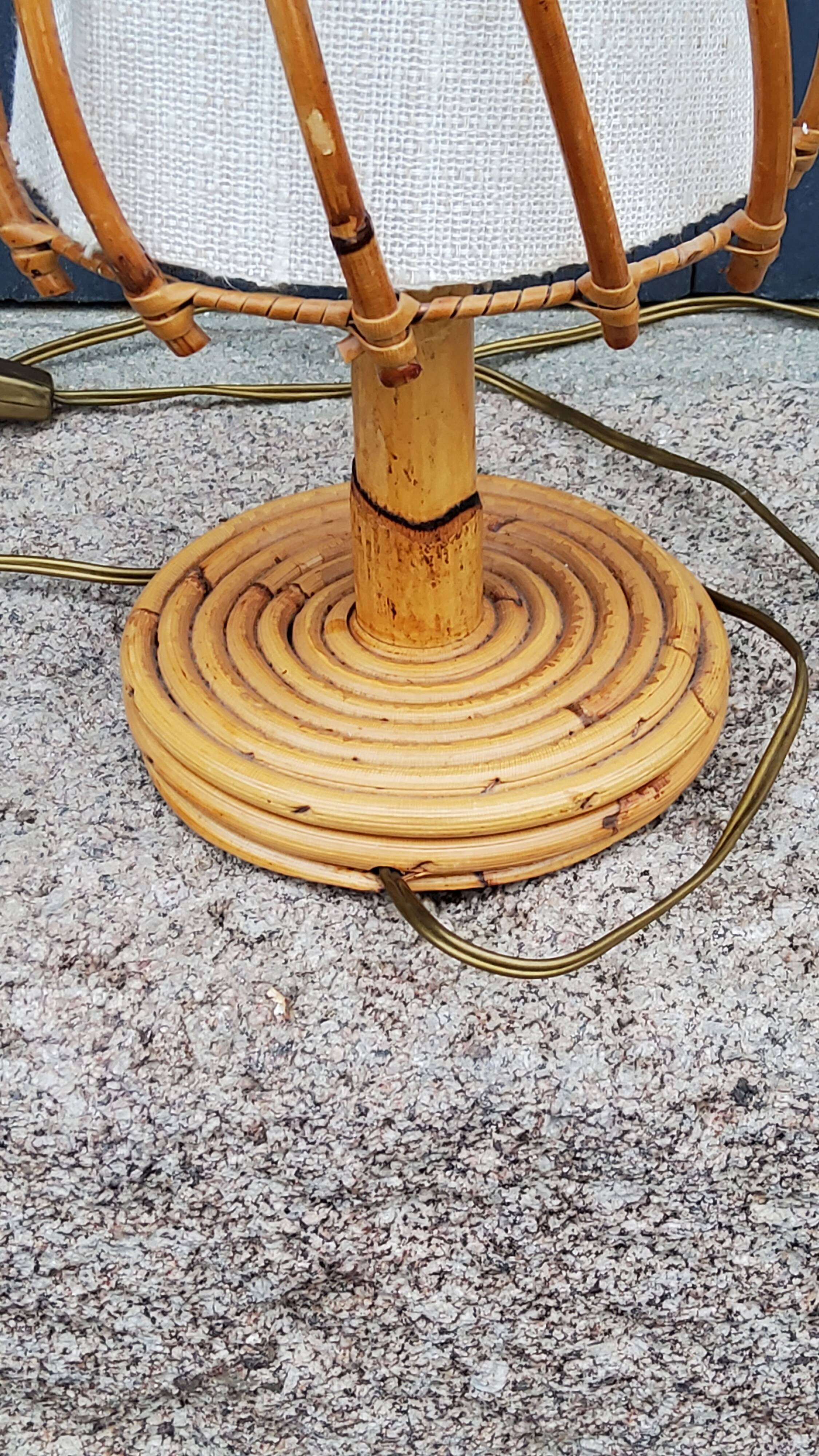 Rattan and bamboo table lamp from the 70s