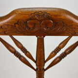 Solid Oak And Wicker Triangular Chair, 1950s