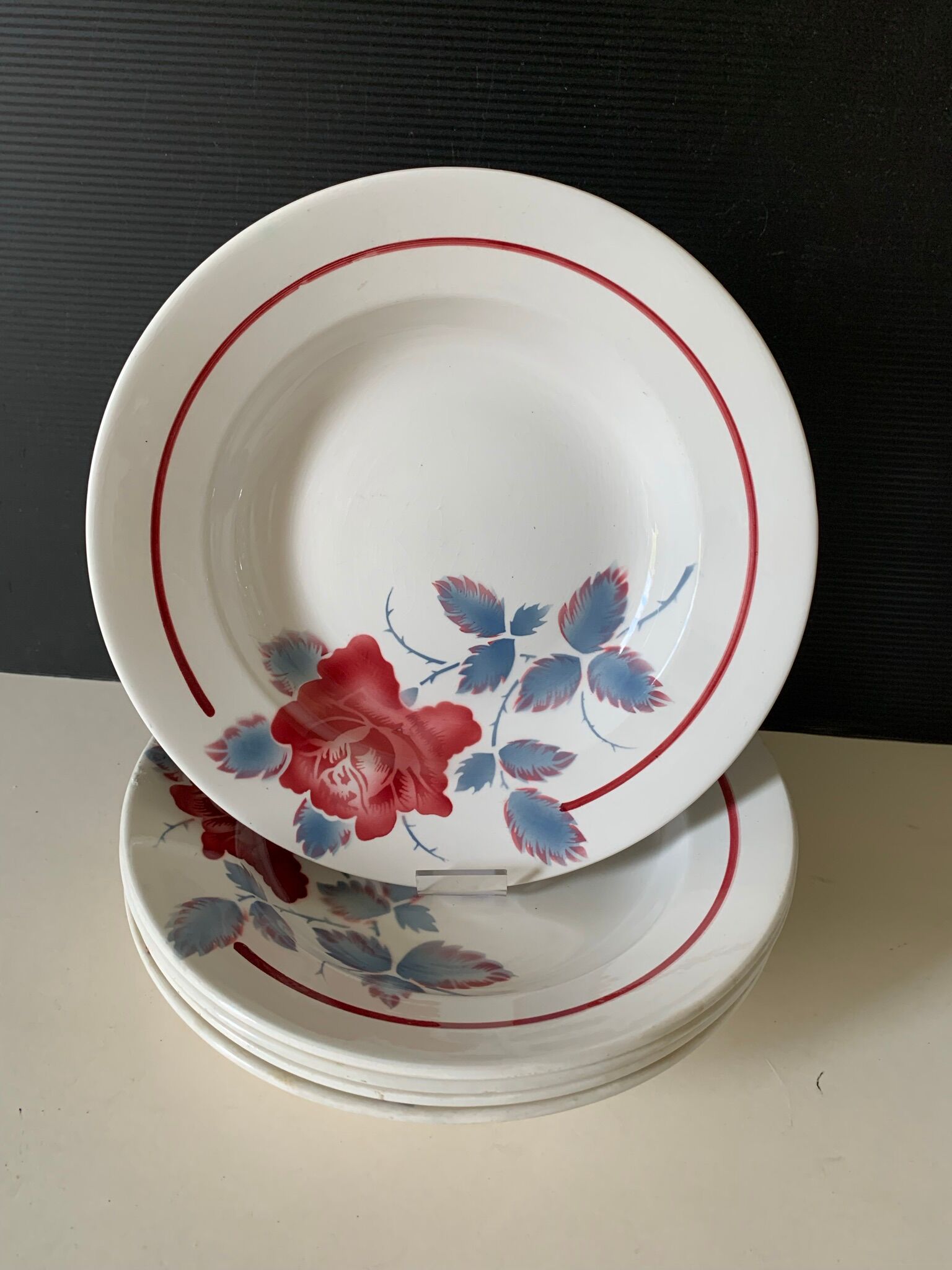 5 plates of Digoin earthenware