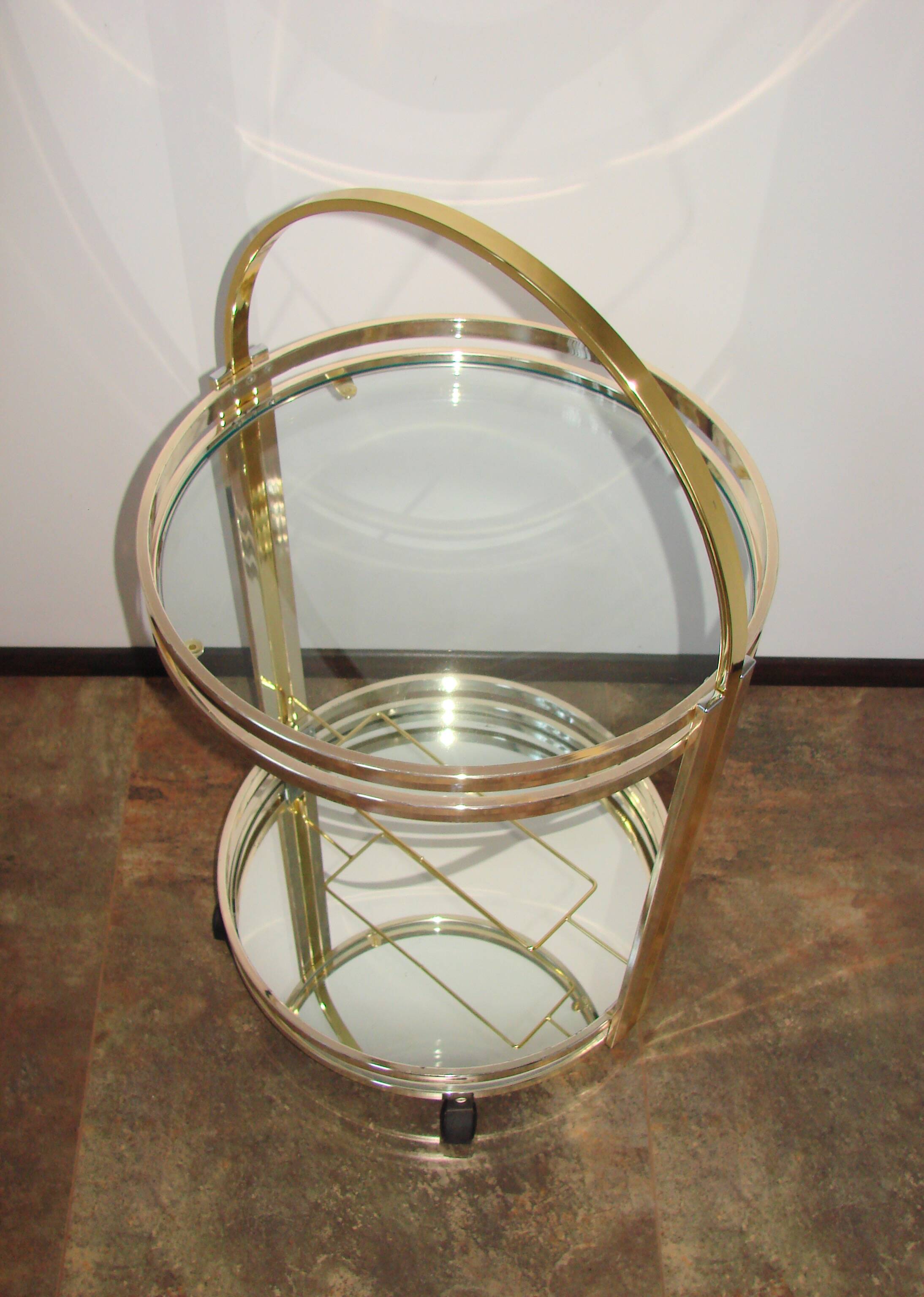 Art Deco mobile drinks trolley on wheels, 1970s