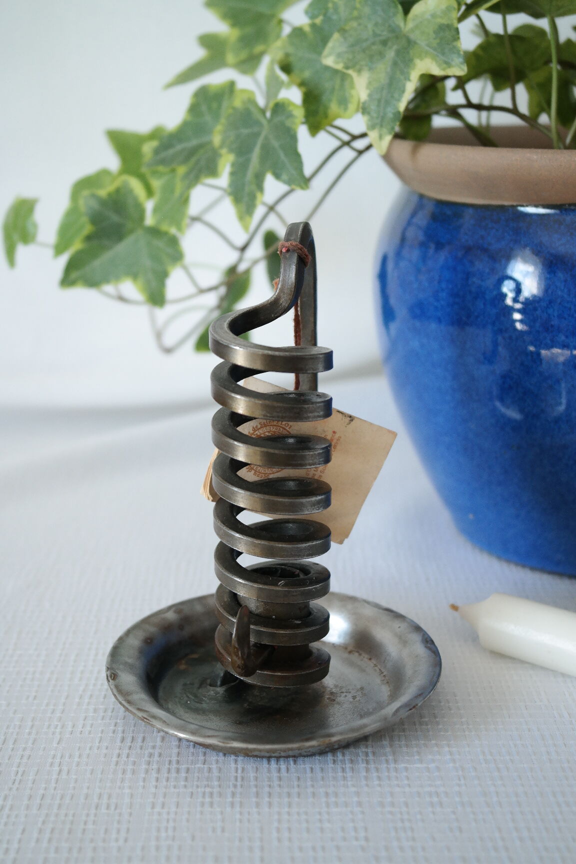 Candlestick cellar rat spiral iron artisanal Bouillot vintage