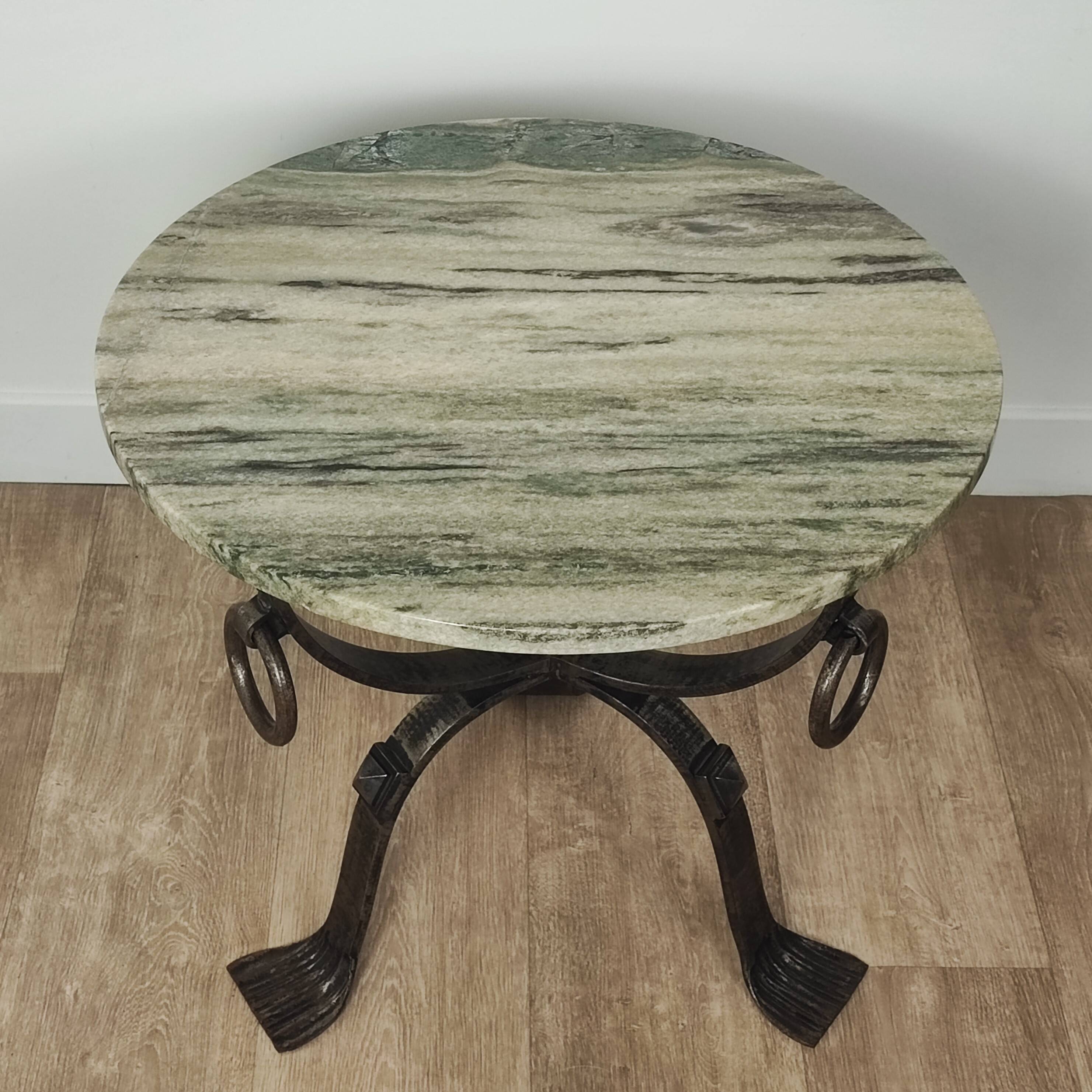 Marble and wrought iron coffee table