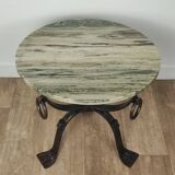 Marble and wrought iron coffee table