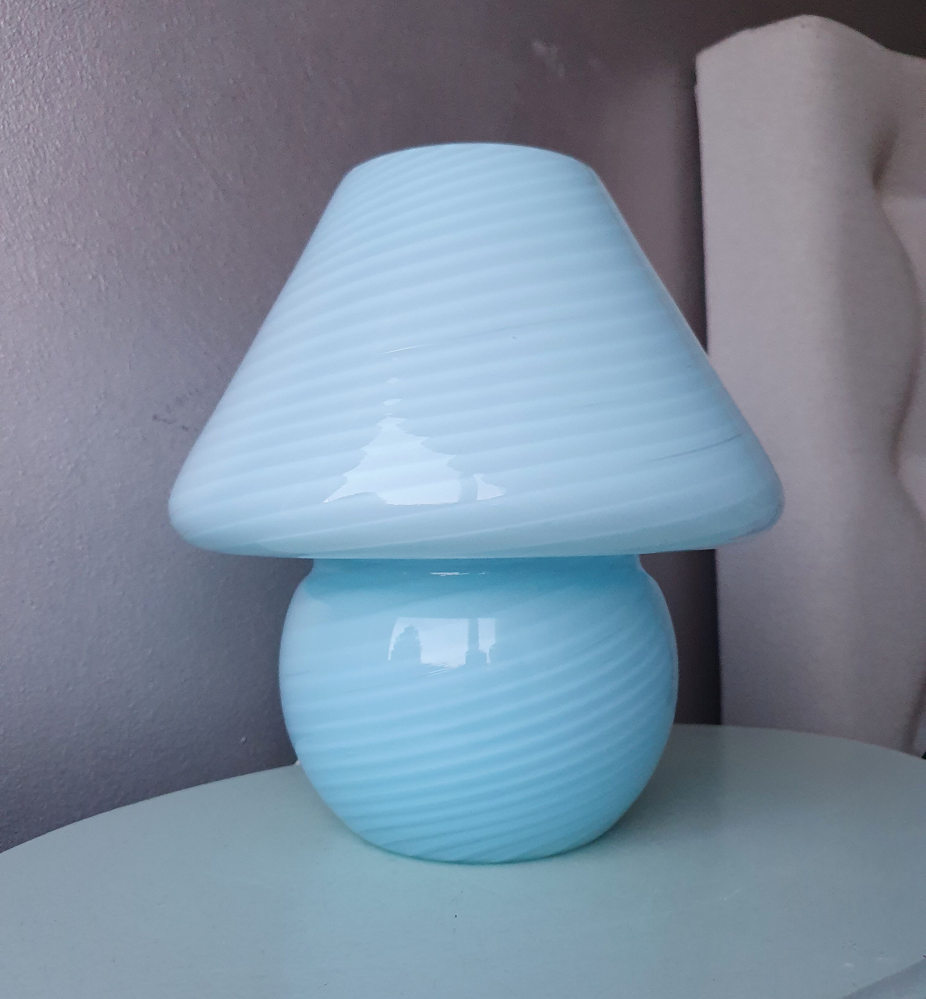 Blue Murano mushroom table lamp, Gambaro e Poggi for Vetri