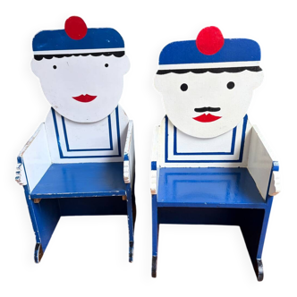 Pair of children's sailor armchairs