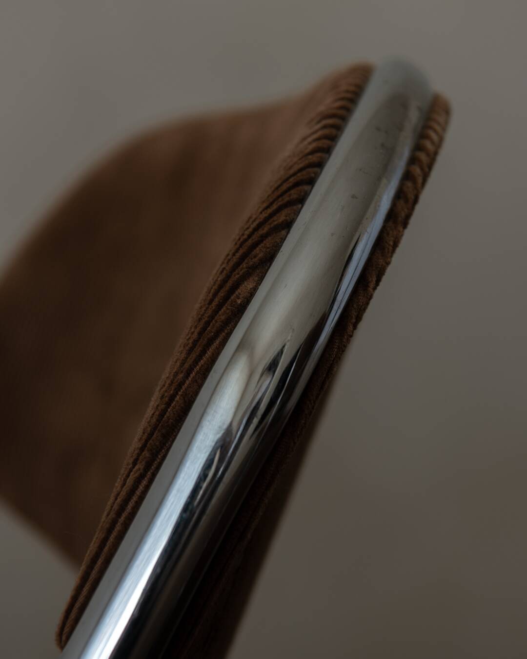 Vintage Chrome Folding Chairs (Pair) | Brown Corduroy Upholstery