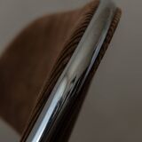 Vintage Chrome Folding Chairs (Pair) | Brown Corduroy Upholstery