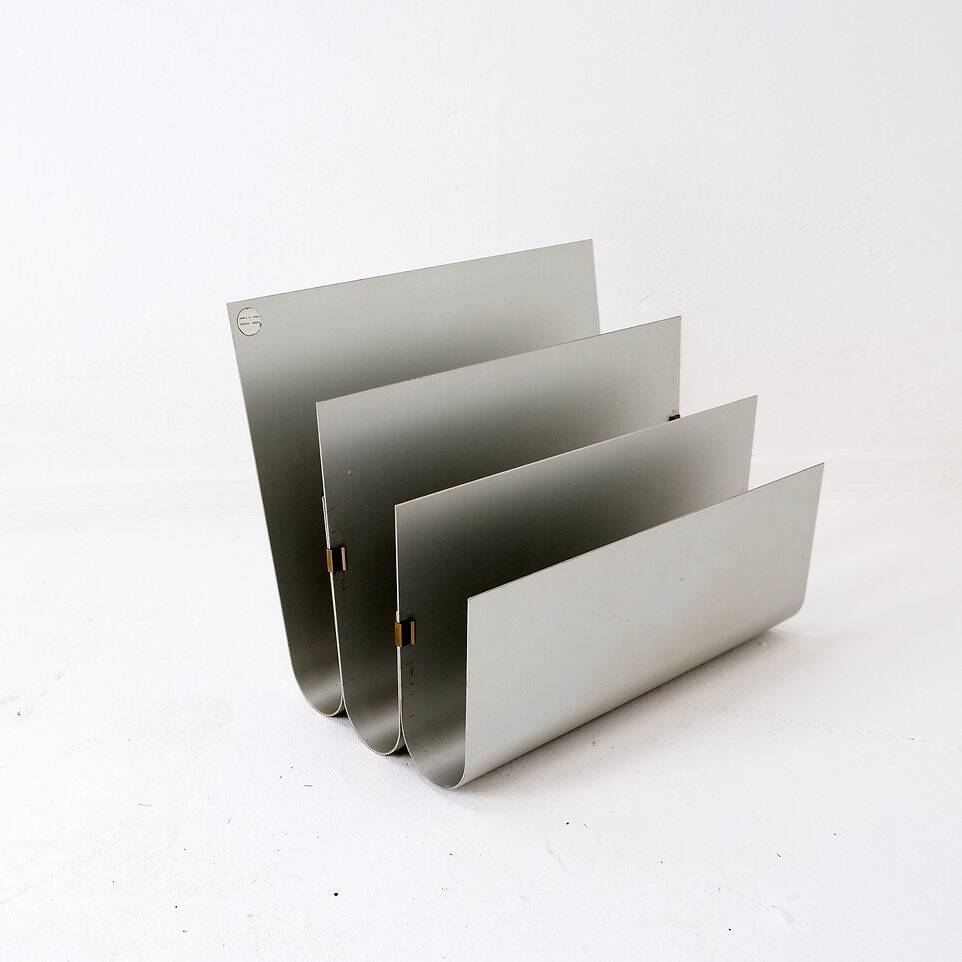 Aluminum Magazine Rack by Pierre Vandel for Espace Pierre Cardin, 1970s