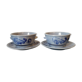2  cups with vintage saucers