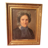 Tableau ancien portrait de femme encadré signé sorti de grenier