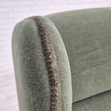 1970s, Danish wingback armchair, original condition, furniture velour, beech wood.