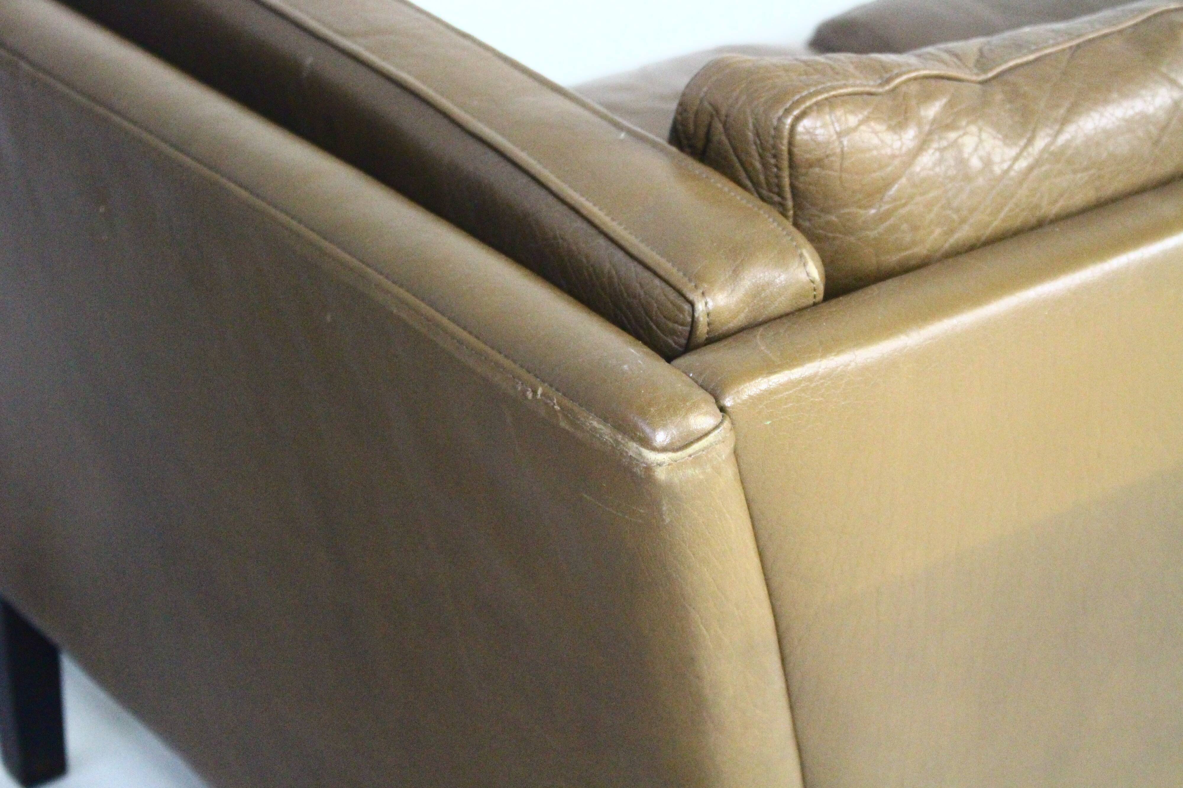1970s brown leather sofa by Vejen Polstermøbelfabrik