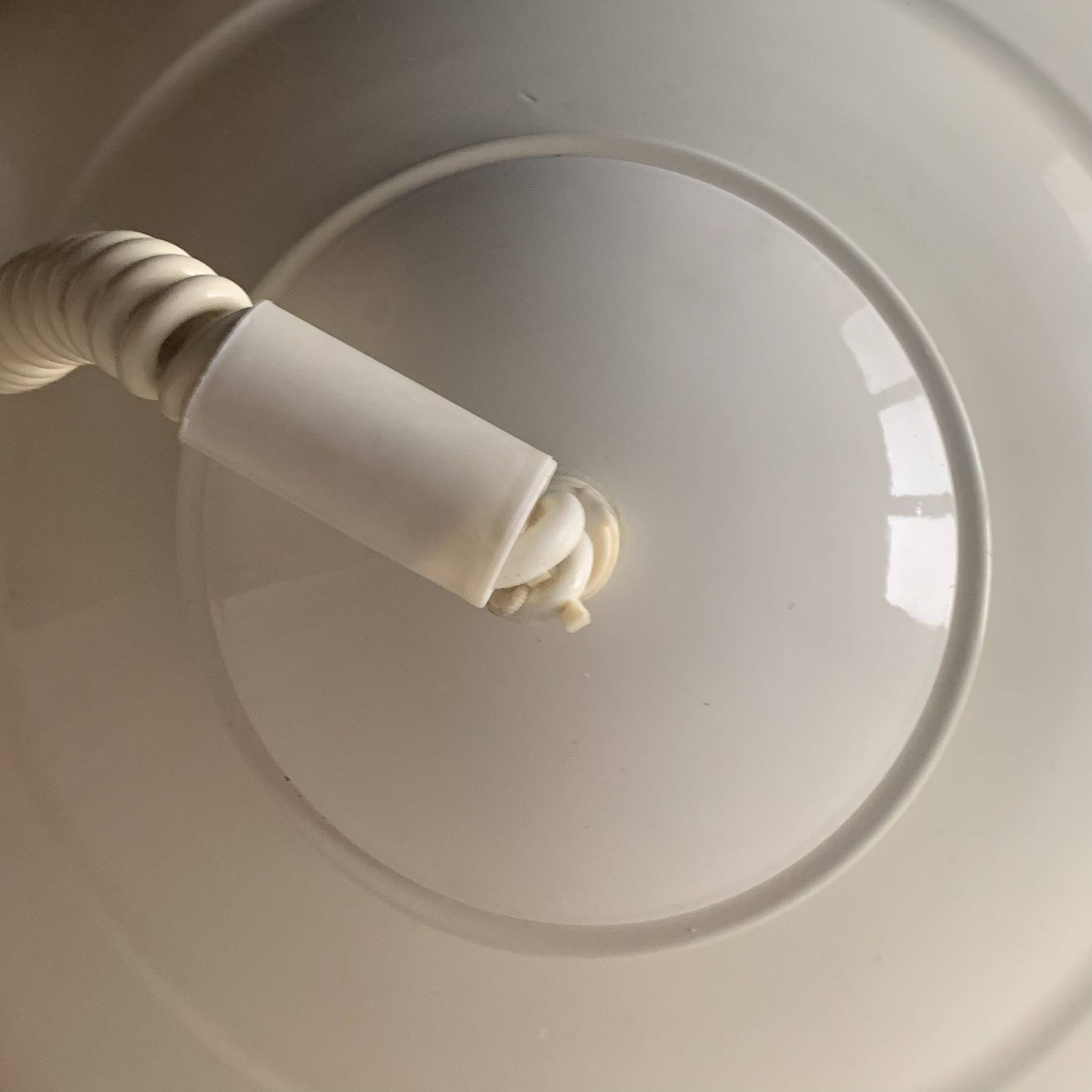 Vintage white metal pendant light - up and down system - Space Age Design