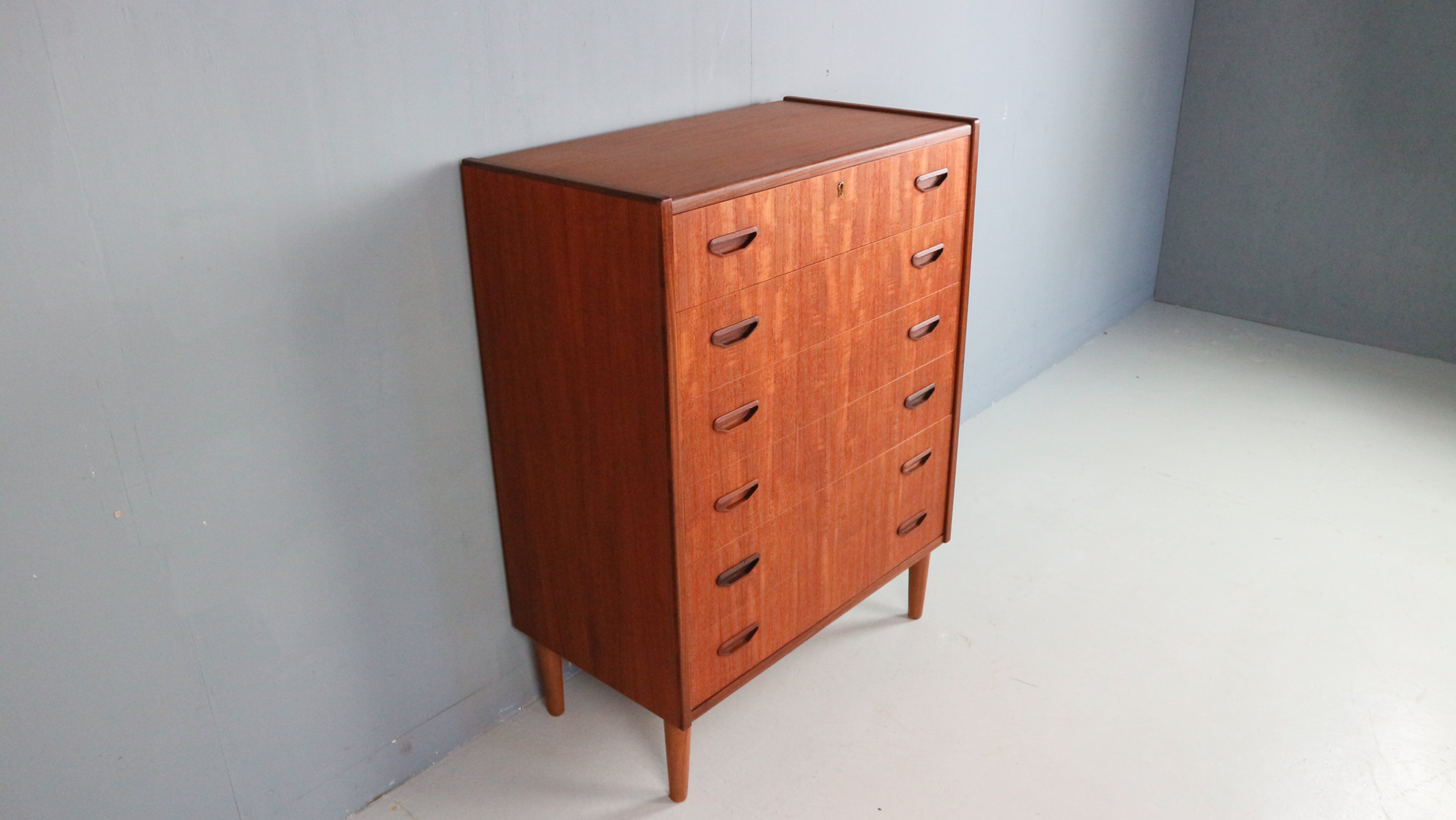 Commode moderne à six tiroirs du milieu du siècle, en teck, Danemark, années 1960