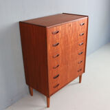 Commode moderne à six tiroirs du milieu du siècle, en teck, Danemark, années 1960