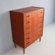 Mid-century modern chest of six drawers, tallboy in teak, Denmark 1960s