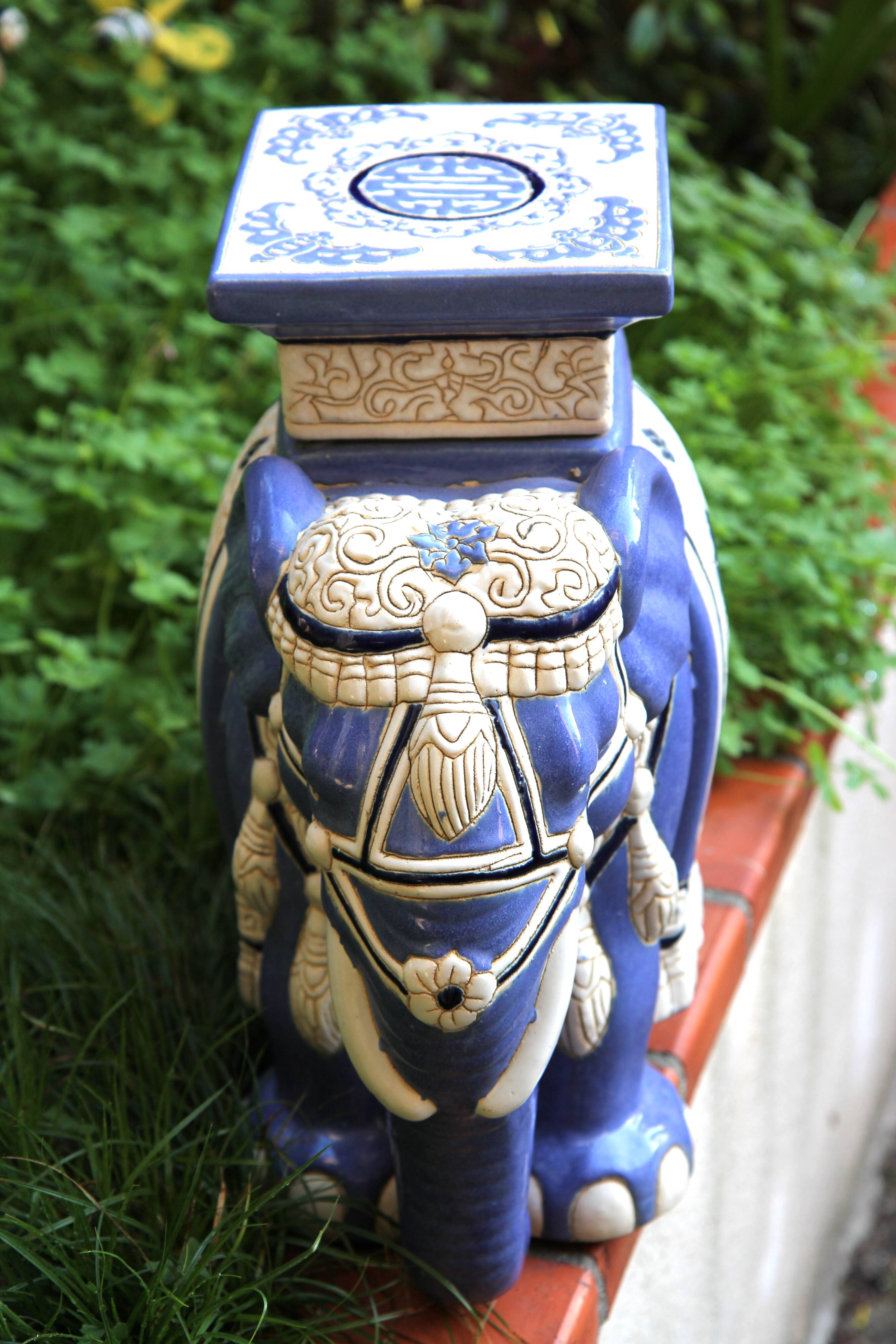 Ceramic elephant, side table, or flower pot base, large model