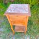 Louis XV style bedside table in wood veneer and marble