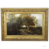 Ludwig Sellmayr - Stag with doe and fawn in the forest around 1880