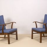 1940s Lounge Chairs by Tyge Hvass, Model 1628 for Fritz Hansen, Denmark